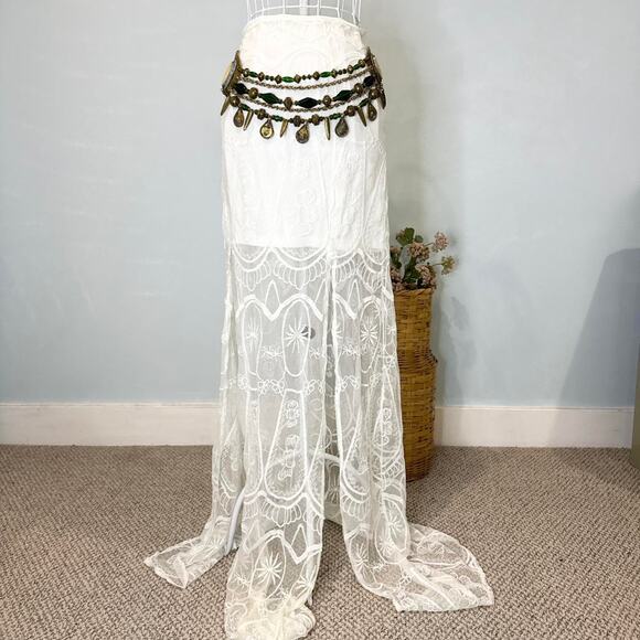 Stunning vintage Y2K white lace fairy peasant maxi skirt - Picture 1 of 6